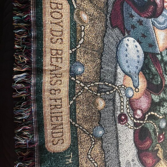 (VCC)Boyds Bears & Friends Christmas Tapestry Throw Blanket - Picture 4 of 8